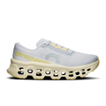 On Cloudmonster 3 running shoe in light gray with yellow foam midsole