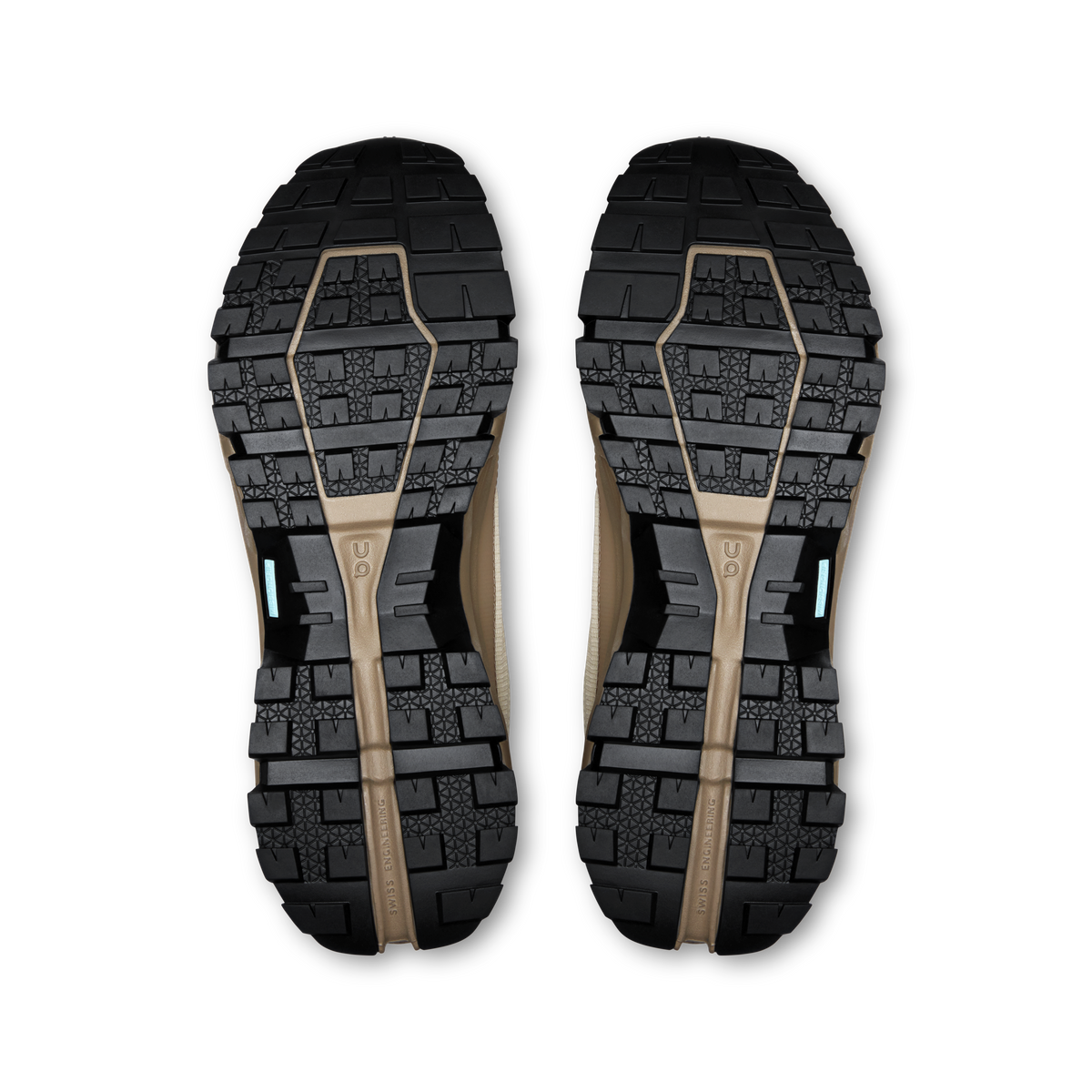 Pair of outsoles with deep tread blocks for traction and grip