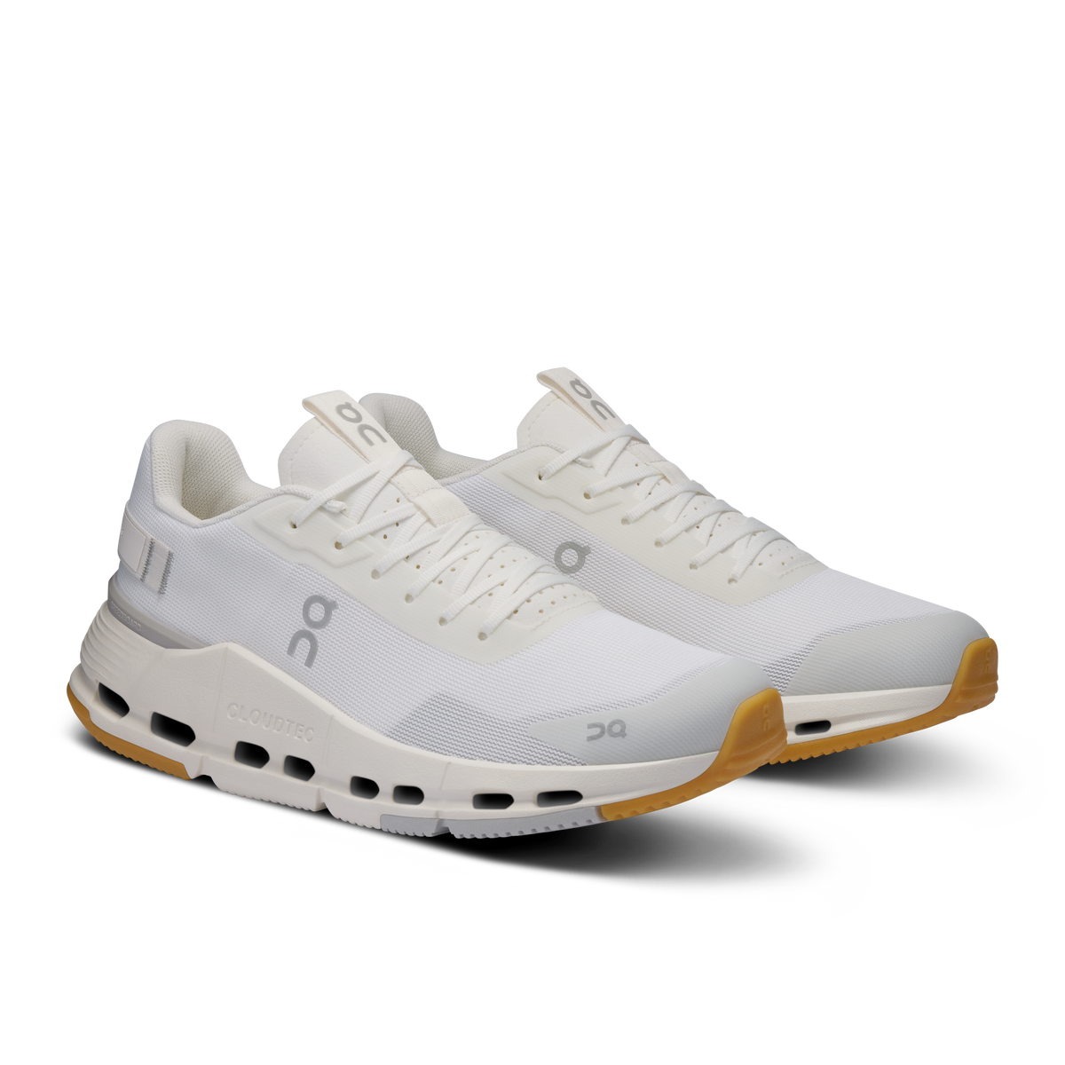 Women's Cloudnova Form 2 running shoes, side view, white/ivory lace-up upper