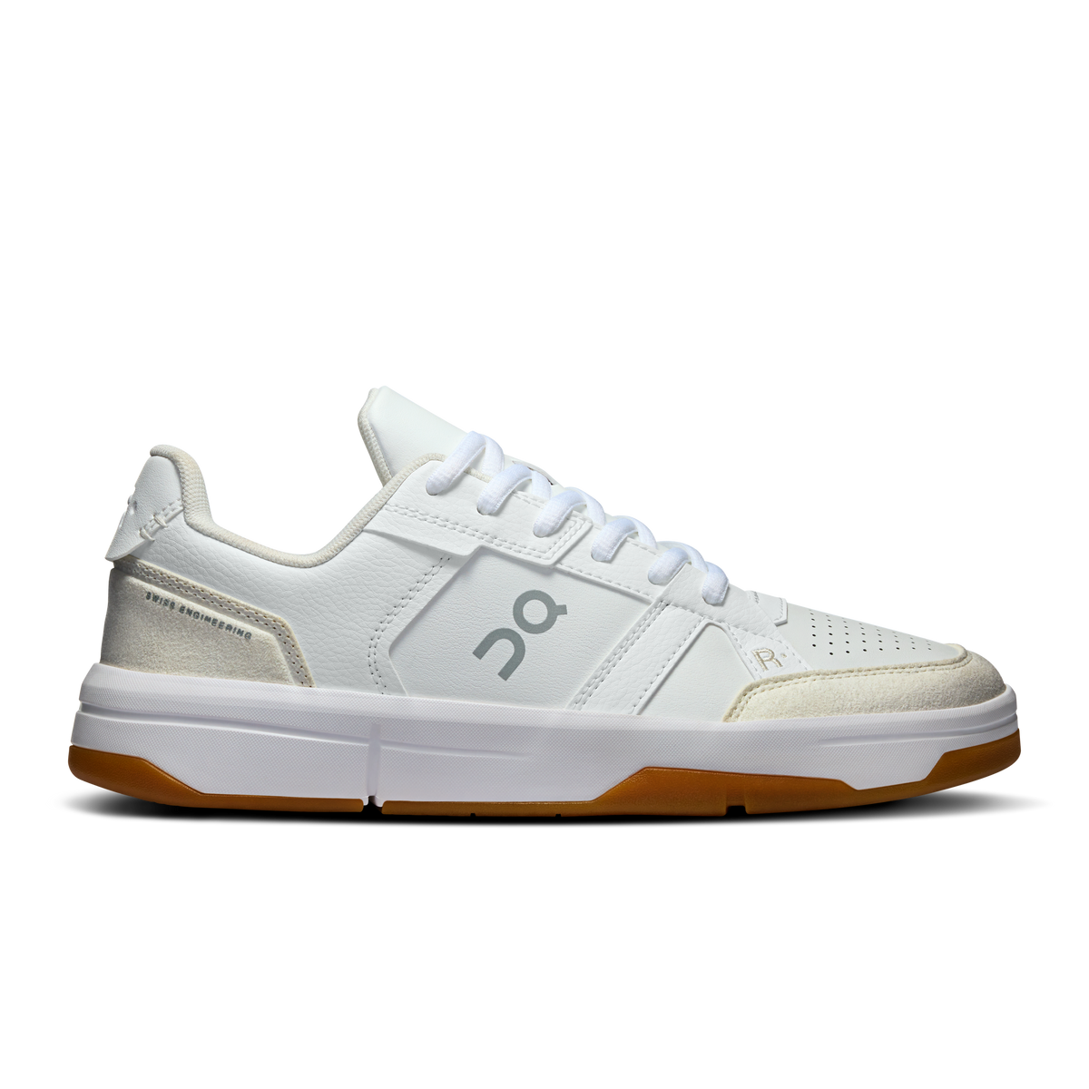 On women's white and ivory low-top lace-up sneakers with logo on side