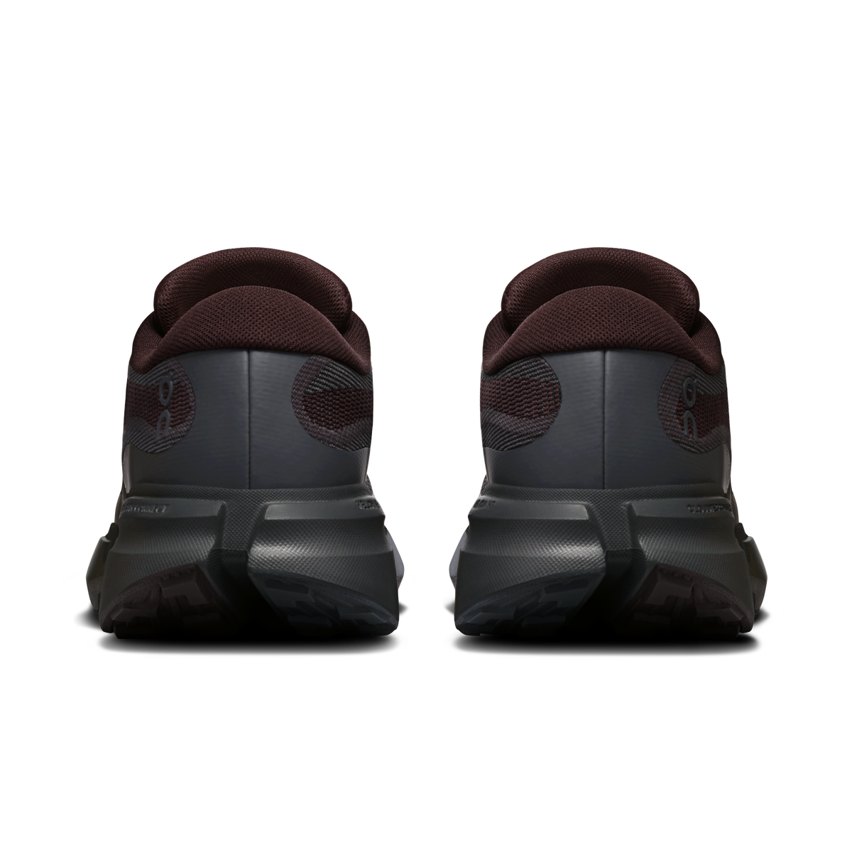 On Cloudsoma Hike men’s hiking shoes heel view, dark burgundy collar and treaded sole