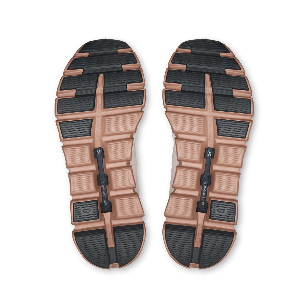 On Cloud 6 women's outsole pair, textured traction pods and cushioned heel