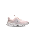 Kids' running shoes in pale pink mesh with white CloudTec sole, side view