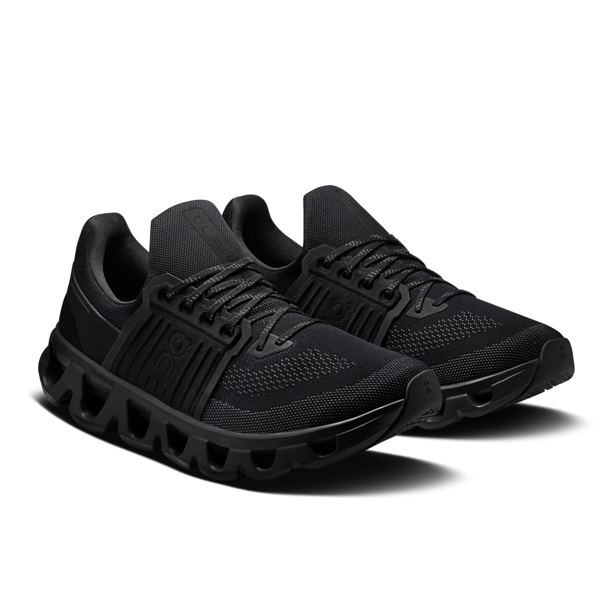 Men's On Cloudswift 4 running shoes, black lace-up knit upper and Cloud-style sole