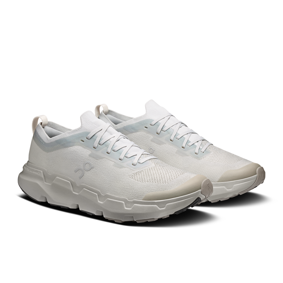 Men's lace-up running shoes with textured fabric upper, light gray accents, cushioned collar