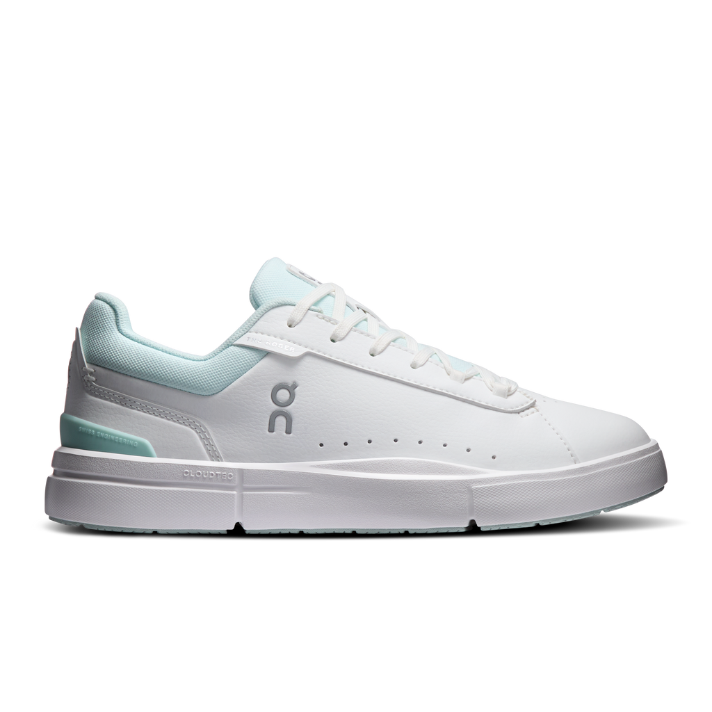 Women's white and light blue lace-up casual shoes with cushioned sole