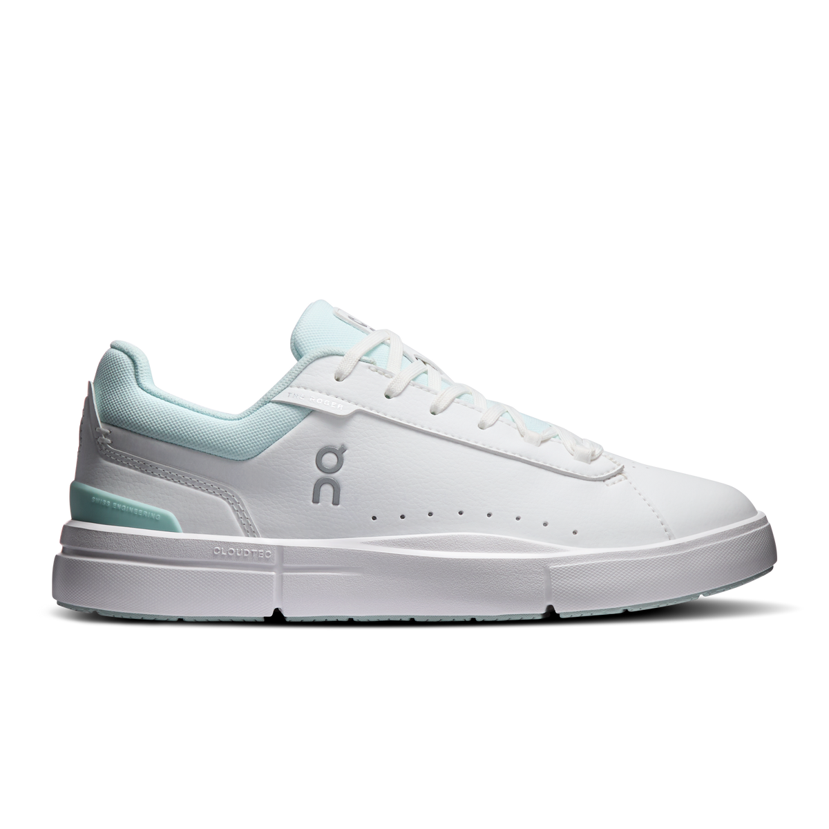 Women's white and light blue lace-up casual shoes with cushioned sole