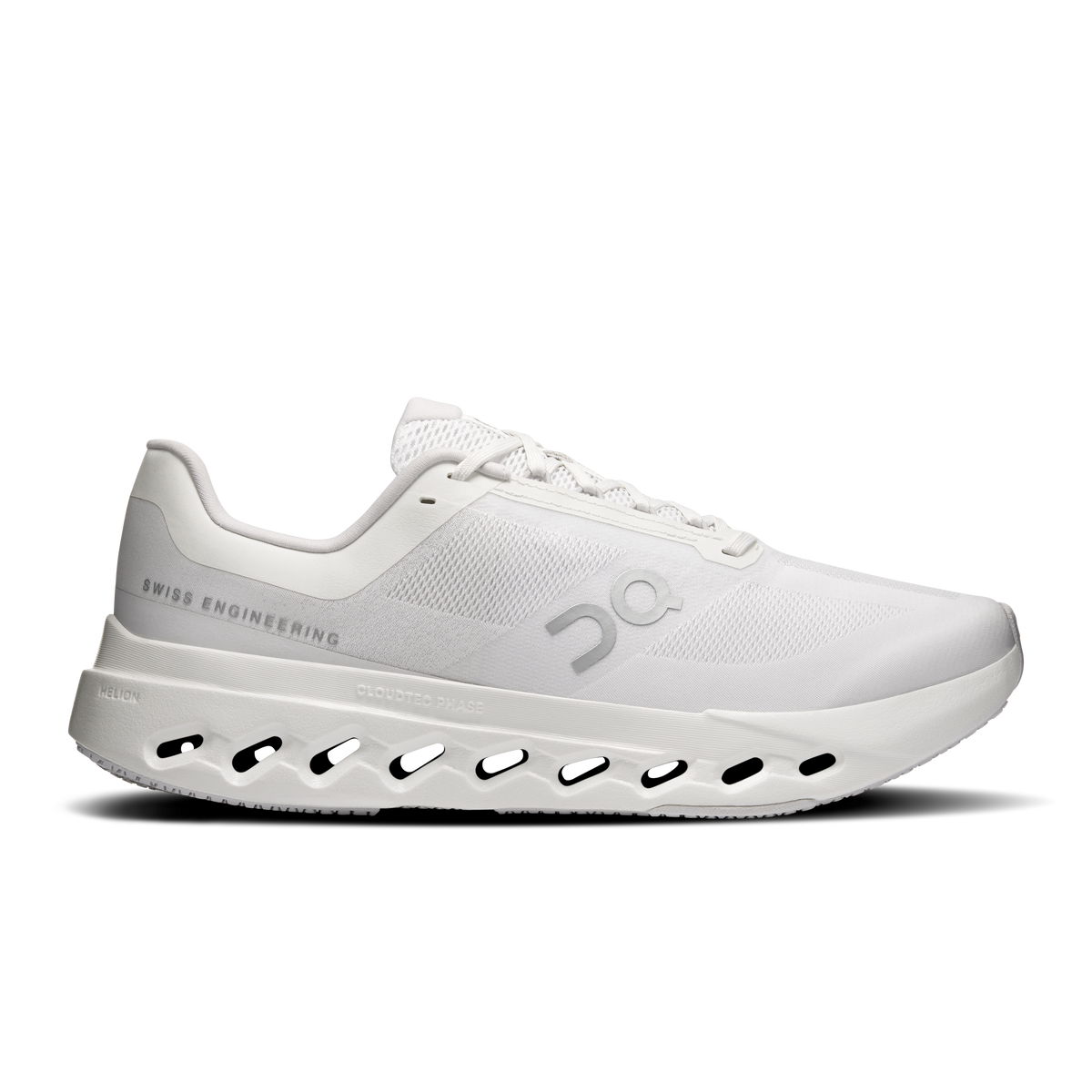 On Cloudsurfer Next men's running shoes, white mesh upper and perforated CloudTec sole