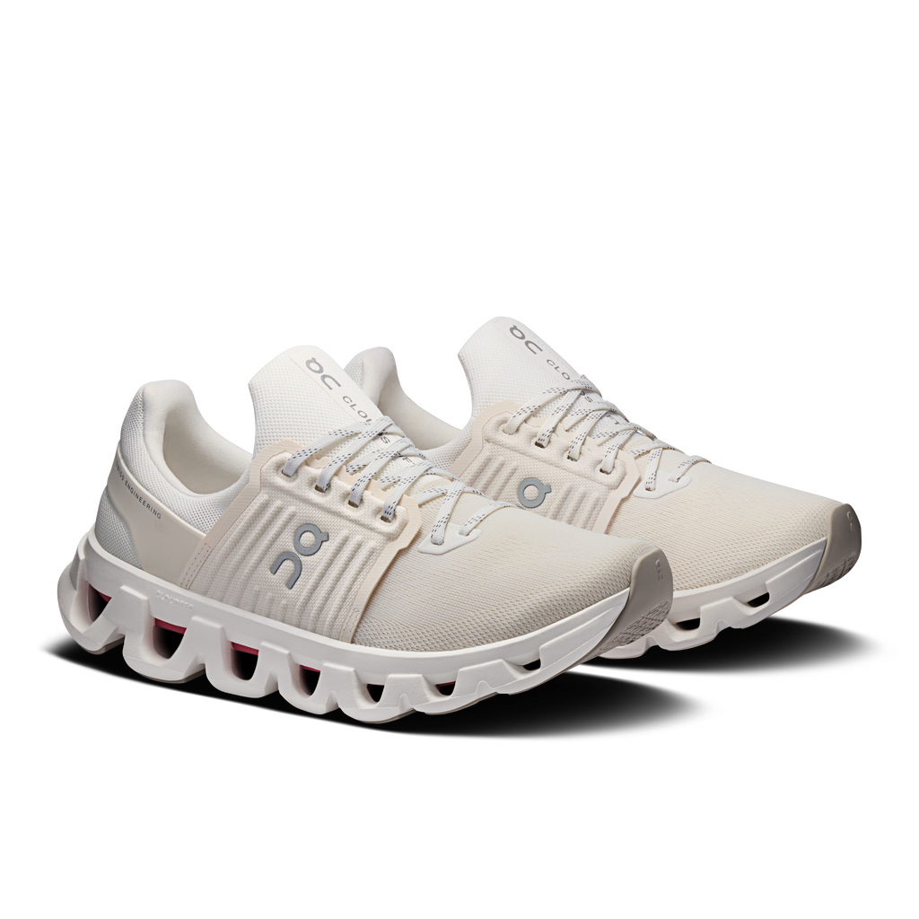 On Cloudswift 4 running shoes, side-by-side in ivory mesh with white cloud sole
