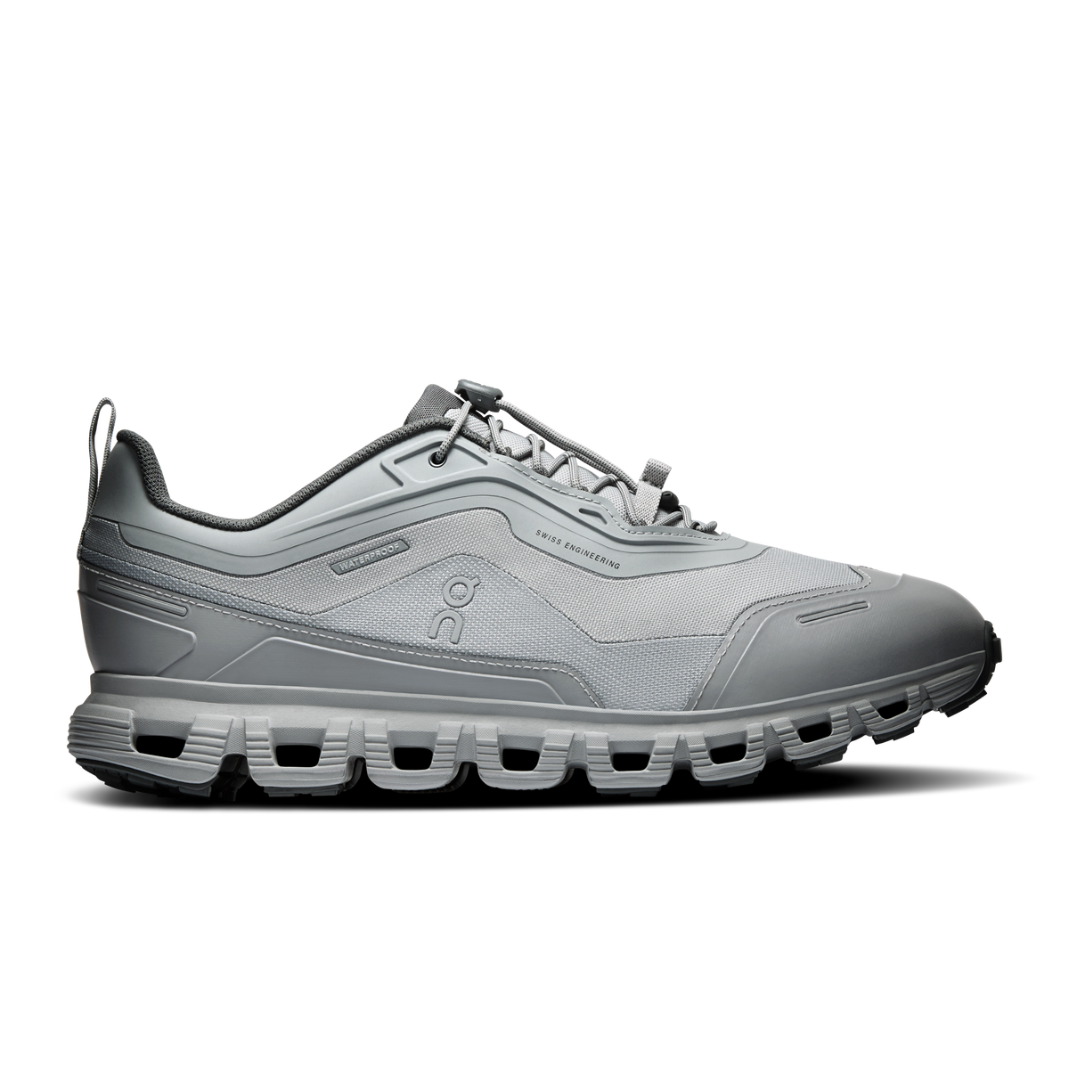 Men's alloy gray running shoes, lace-up upper with CloudTec outsole pods