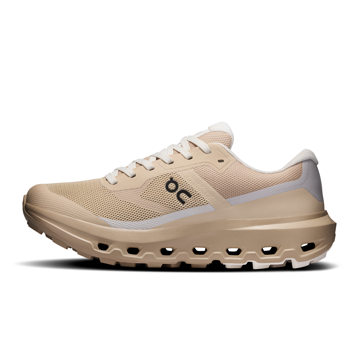 Women’s waterproof running shoes, sand/ice colorway with lace-up and cushioned sole