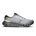 Men's running shoes, light gray with gold accent midsole and black Cloud-style pods
