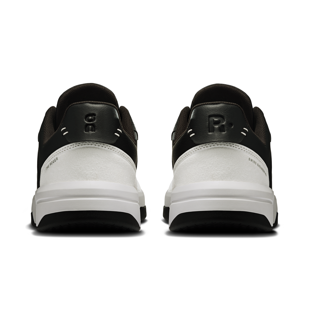 On Running men's Roger Clubhouse sneakers, rear view with white sole and black heel