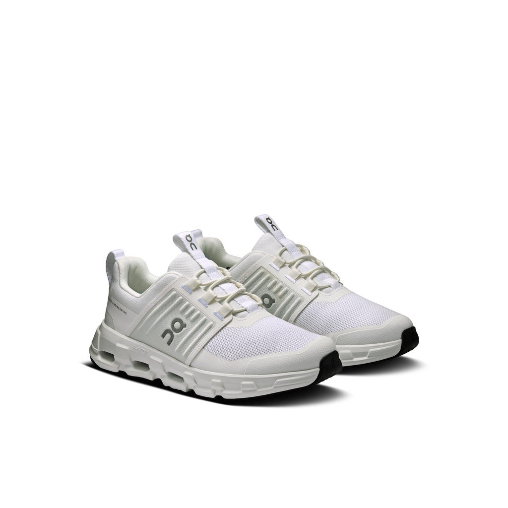 Kids' Cloudswift running shoes in white with lace-up closure and molded logo