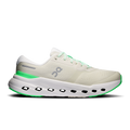 Men's running shoes in white with mint green accents, lace-up, Cloudrunner 3 style.