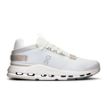 Men's white running shoes with CloudTec cushioning and lace-up closure, sand accents