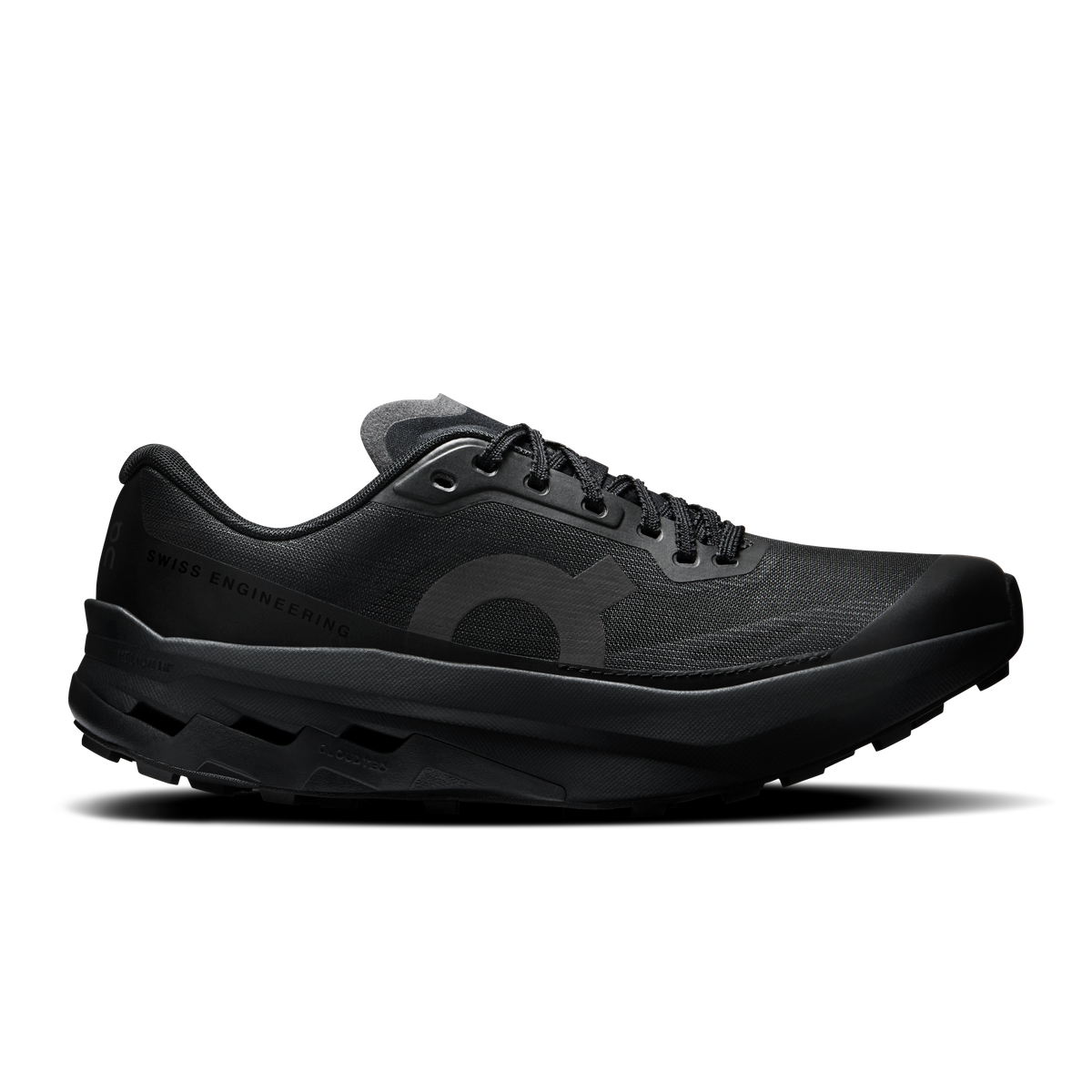 Women's black running shoes, lace-up low-top with rubber sole