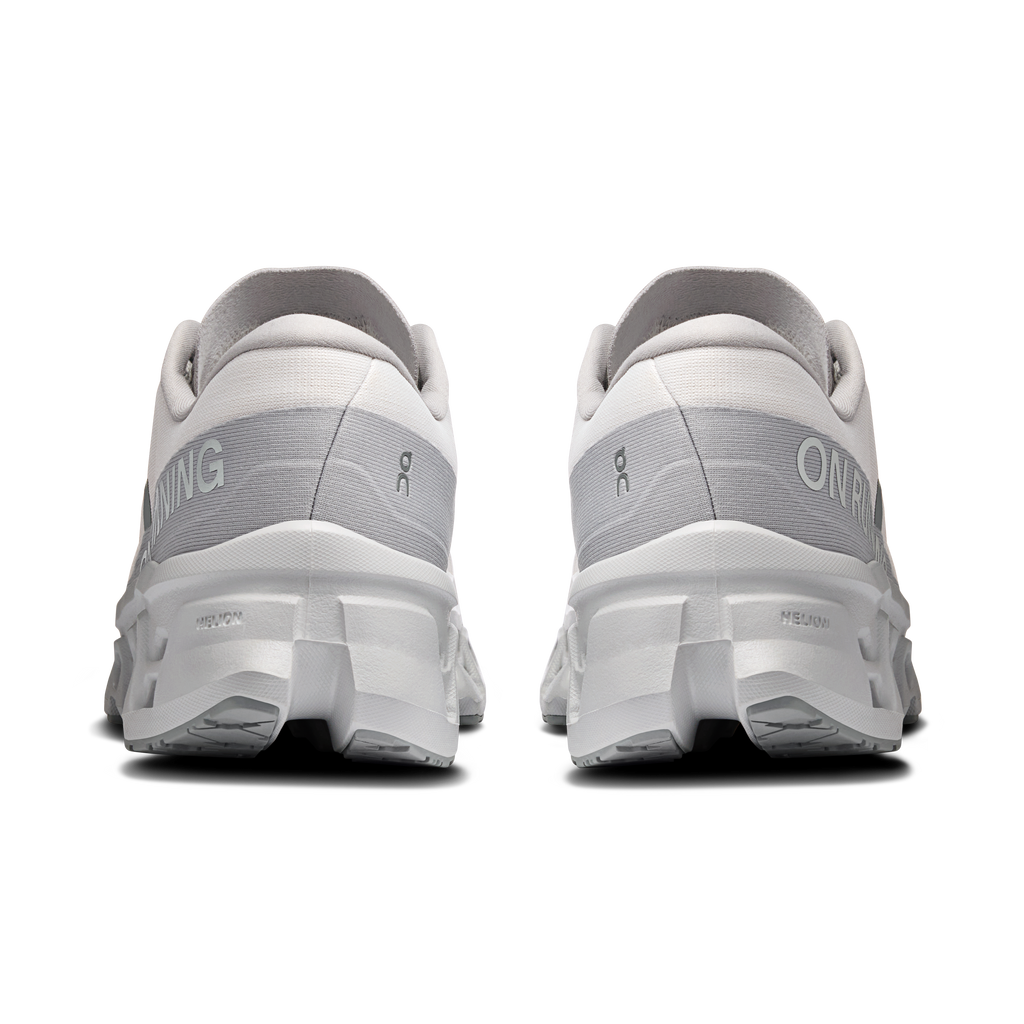 Men's running shoes rear view with lace-up collar and cushioned heel pods