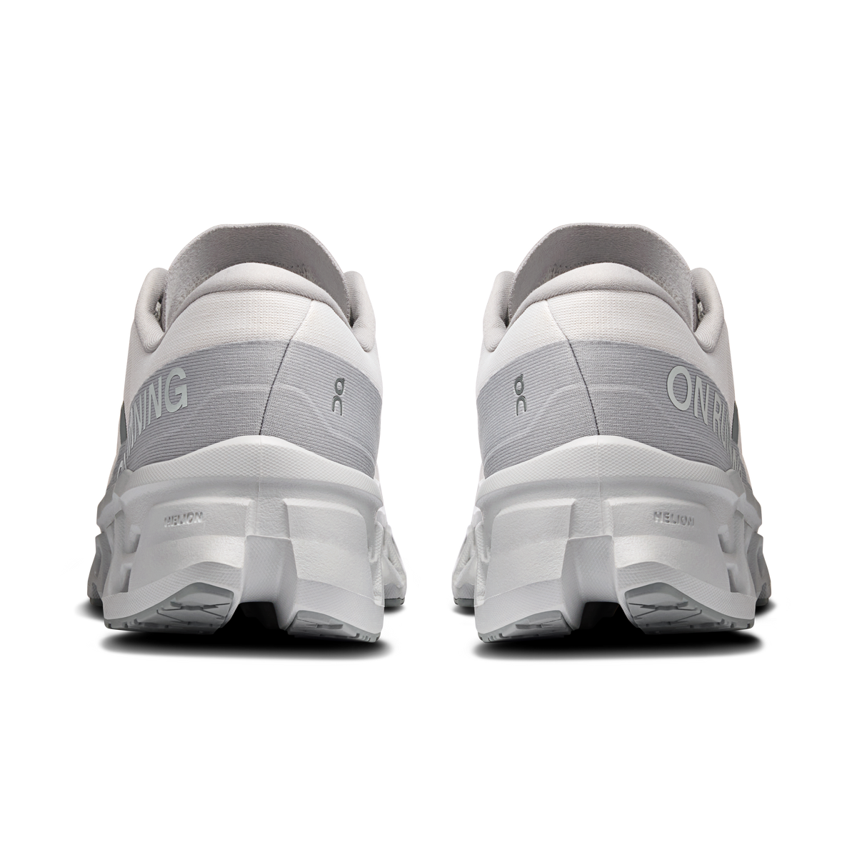 Men's running shoes rear view with lace-up collar and cushioned heel pods