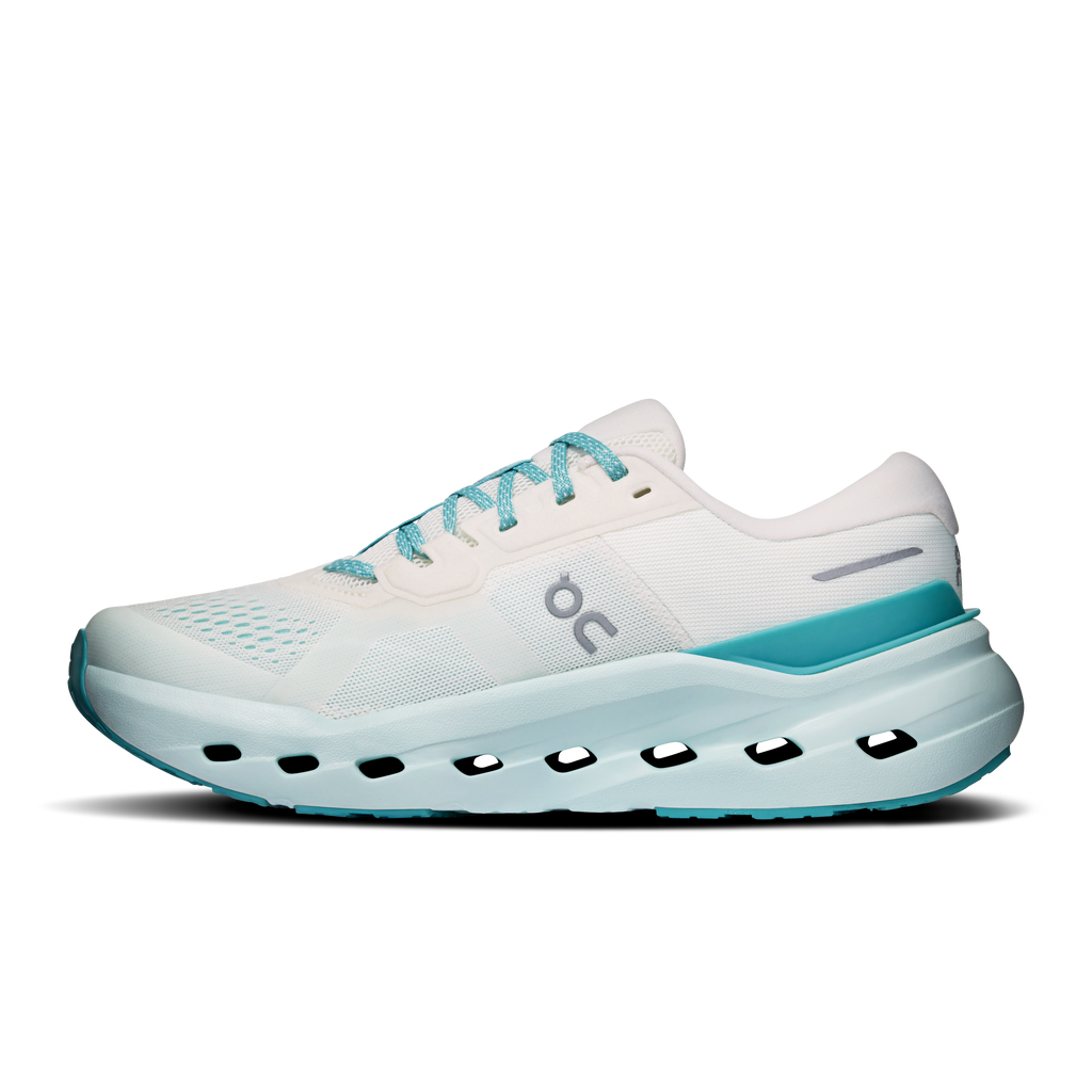 On Running Cloudrunner 3 low-top running shoes, ivory mesh with teal heel