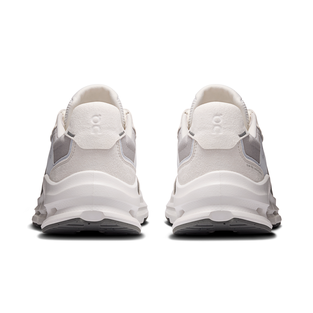 Men's running shoes, light gray heel panel with white cushioned sole