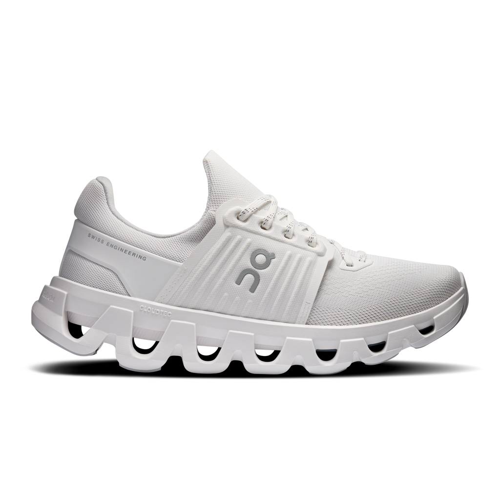 Women's On Cloudswift running shoes, white mesh upper with lace-up front