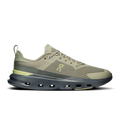 Men's running shoes with olive mesh upper, lace-up closure, and CloudTec midsole pods