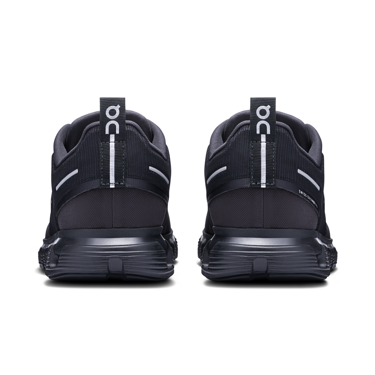 On Running men's waterproof shoes, rear view with cushioned heel and lace loops