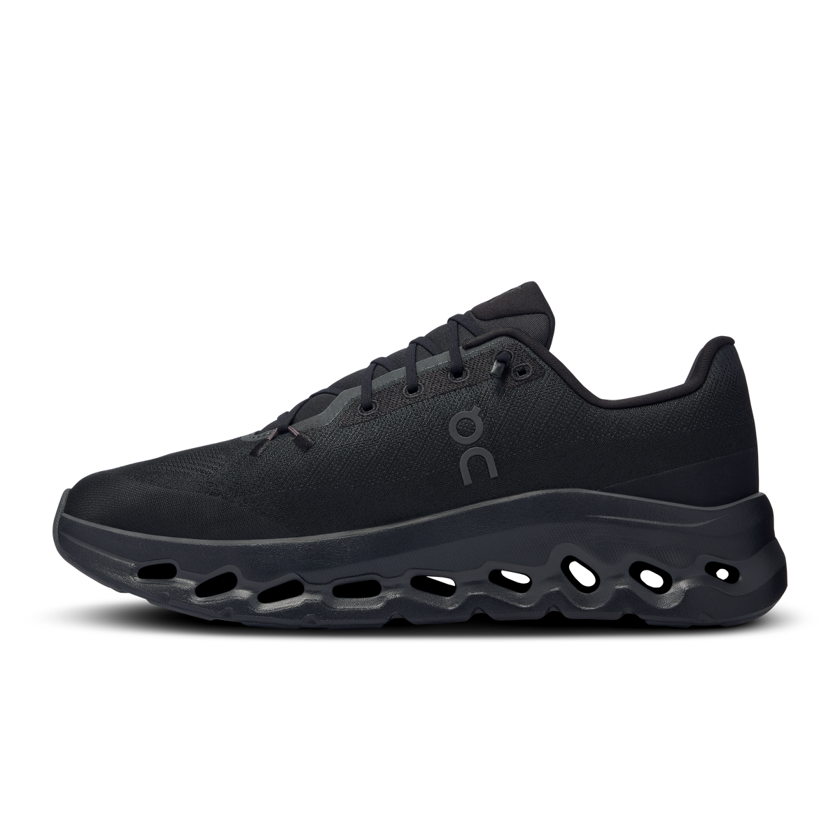 On Cloudtilt men's running shoes, dark black lace-up with sculpted CloudTec midsole