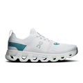 Men's white running shoes with teal accents and CloudTec-style cushioned sole