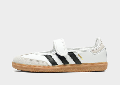 Kids' Samba Jane sneakers in white with black stripes and gum rubber sole