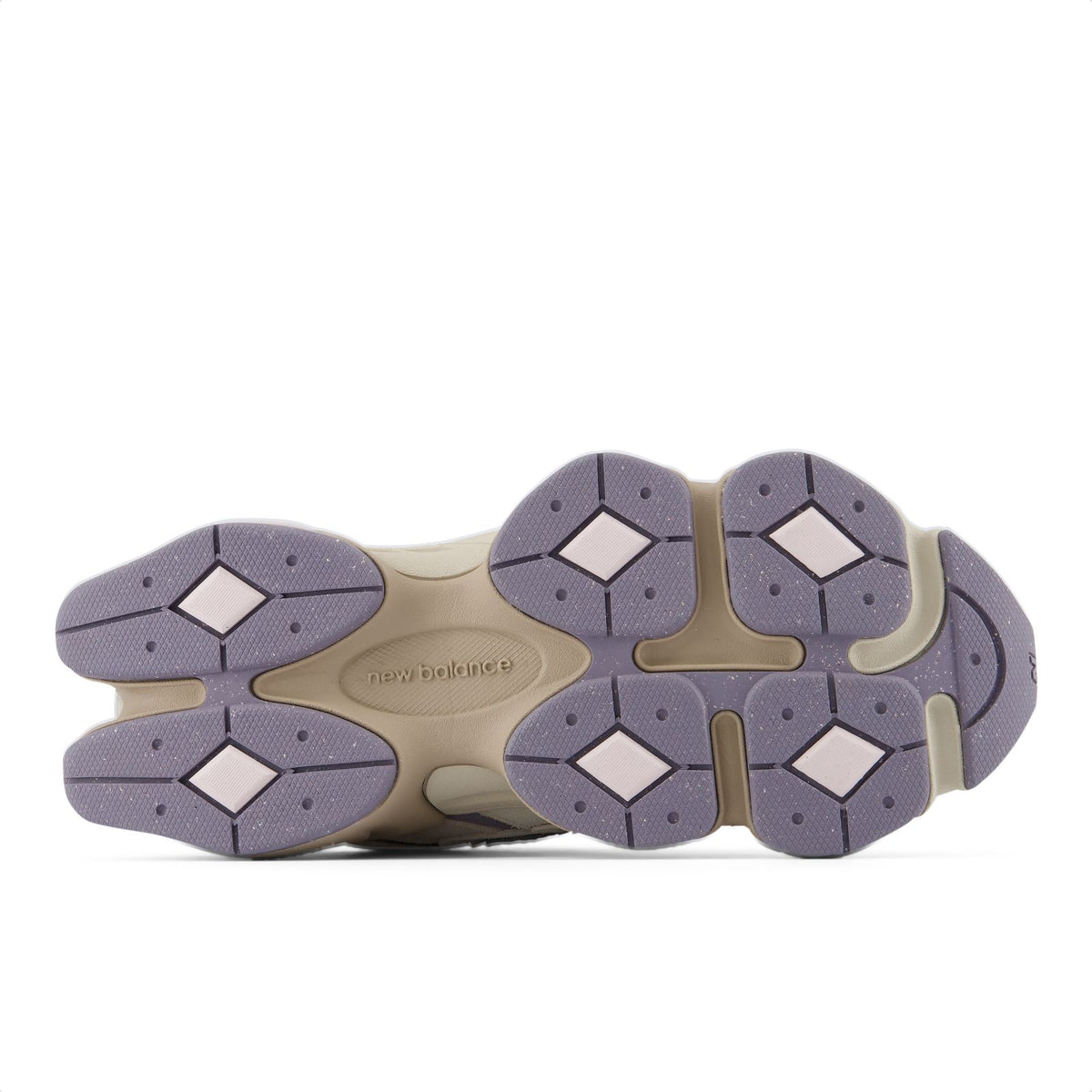 New Balance 9060 unisex sneakers, outsole view with purple-tinted tread pods
