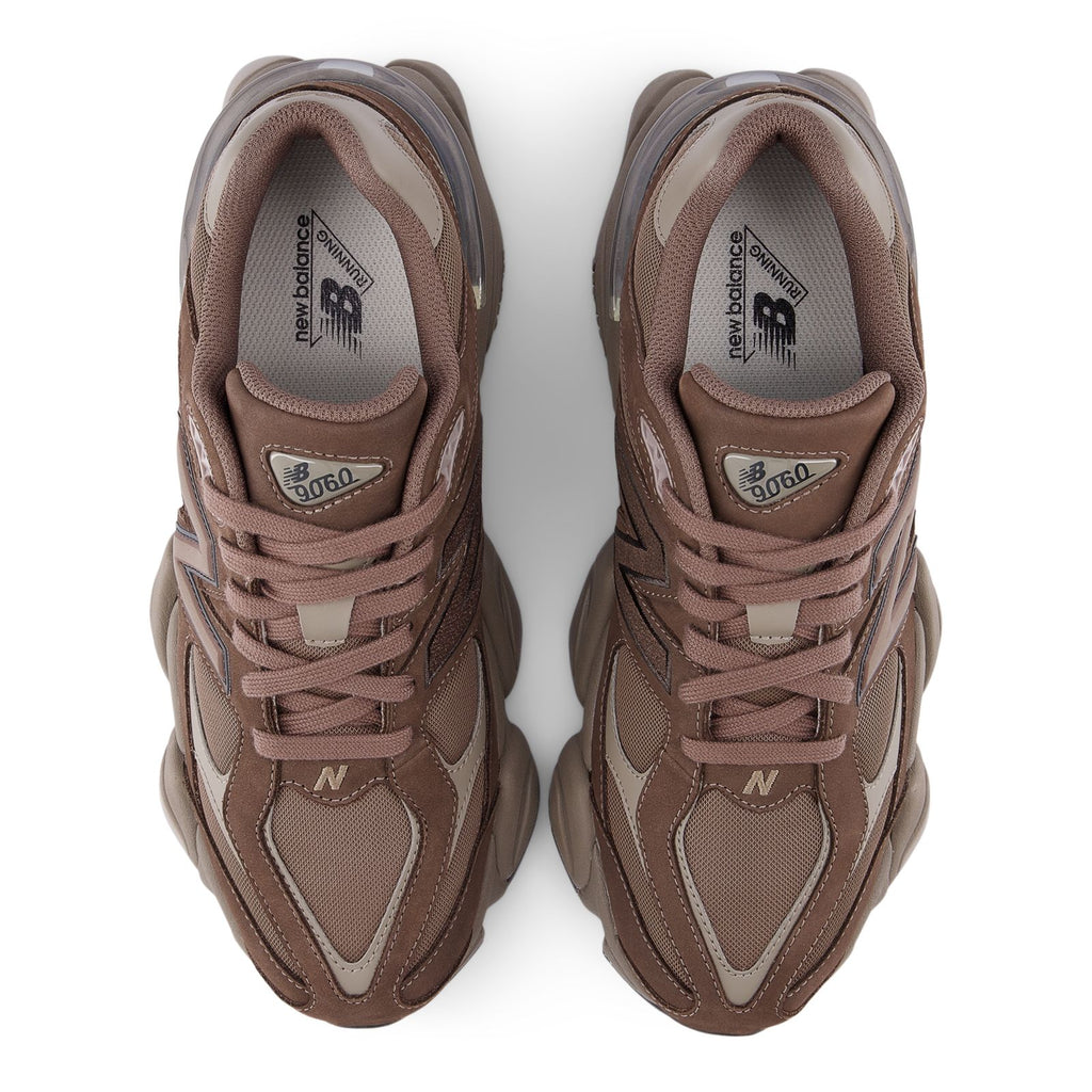 New Balance 9060 unisex sneakers, tongue and lace close-up with interior logos