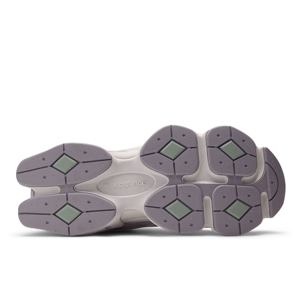 New Balance 9060 sneakers, outsole view with hex-pattern traction pods