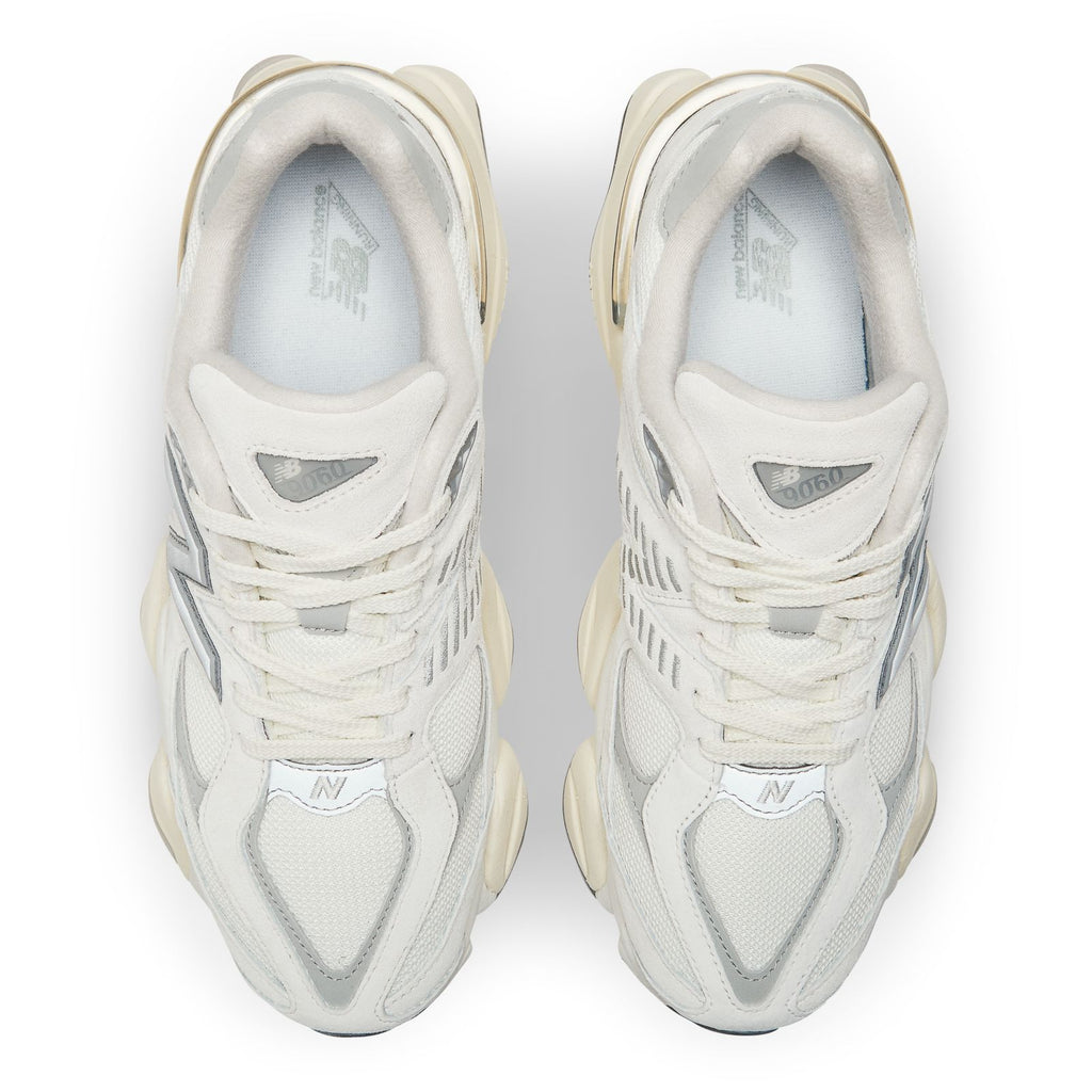 New Balance 9060 unisex sneakers, pair view with white laces and gray heel tabs