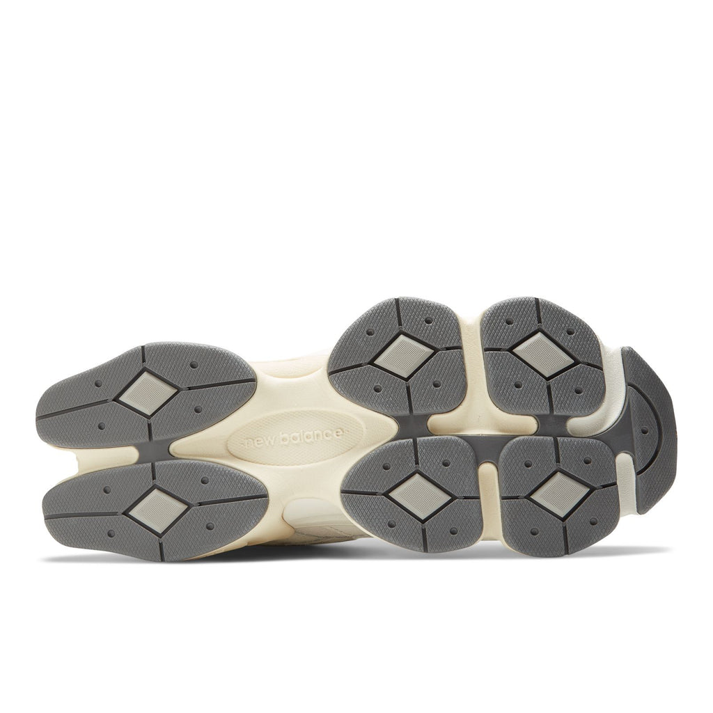 New Balance 9060 unisex sneakers, outsole tread with gray rubber and hex pattern
